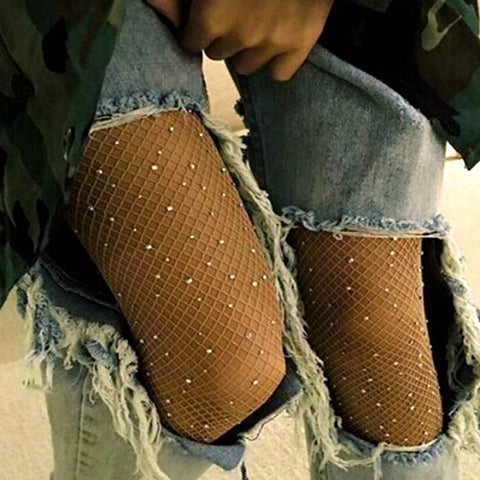 20D women Diamond Crystal Rhinestone Mesh Pantyhose Stockings