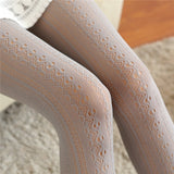 Hollow Lace Striped Fishnet Pantyhose