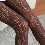 Hollow Lace Striped Fishnet Pantyhose