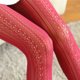 Hollow Lace Striped Fishnet Pantyhose