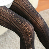 Hollow Lace Striped Fishnet Pantyhose