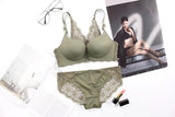 Women Sexy Casual Backless Lace Lingerie Bra Set Front Closure