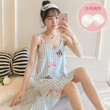 Pink Cartoon Print Pajamas Ladies Nightgown