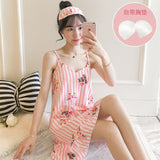 Pink Cartoon Print Pajamas Ladies Nightgown