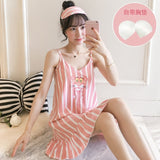 Pink Cartoon Print Pajamas Ladies Nightgown