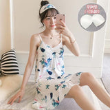 Pink Cartoon Print Pajamas Ladies Nightgown