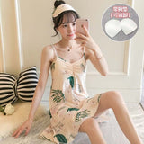 Pink Cartoon Print Pajamas Ladies Nightgown